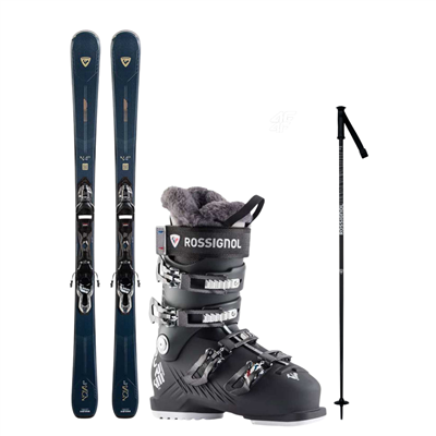 Schiuri Rossignol NOVA 4 CA Xpress + legături Xpress W 10 GW B83 + clăpari de schi Rossignol PURE 70 + bețe 